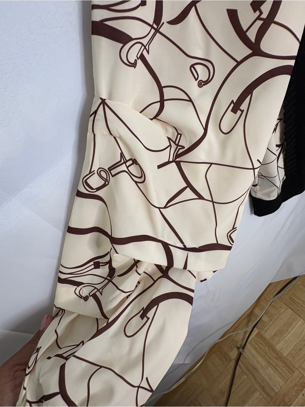 Sew In Love Black Pullover with Cream Graphic Balloon Sleeves - Picture 4 of 5